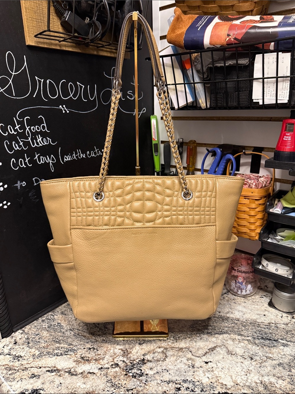 Aimee Kestenberg Leather Quilted Tote Bag in Tan